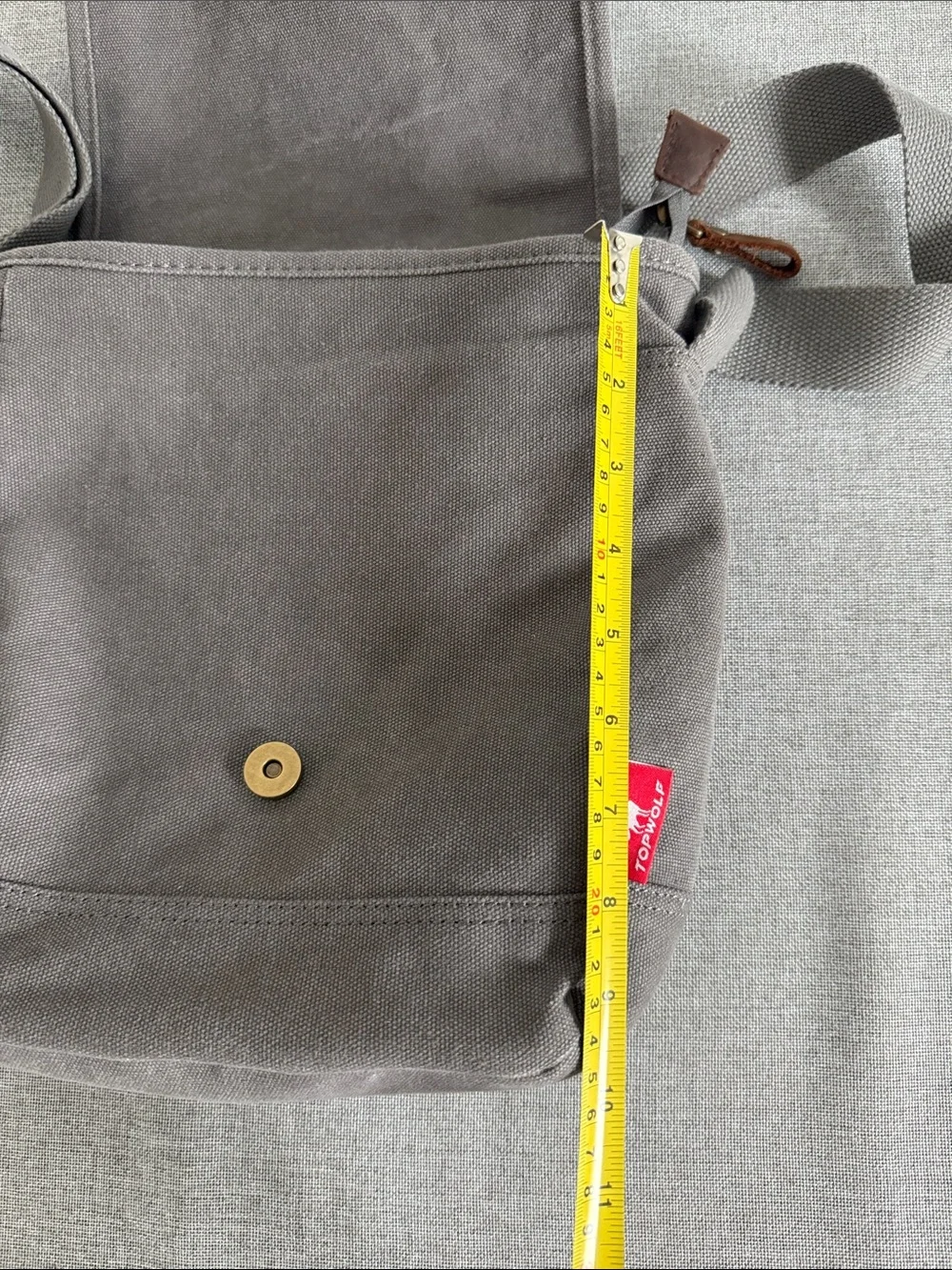 Casual Gray Canvas Messenger Bag with Leather Trim